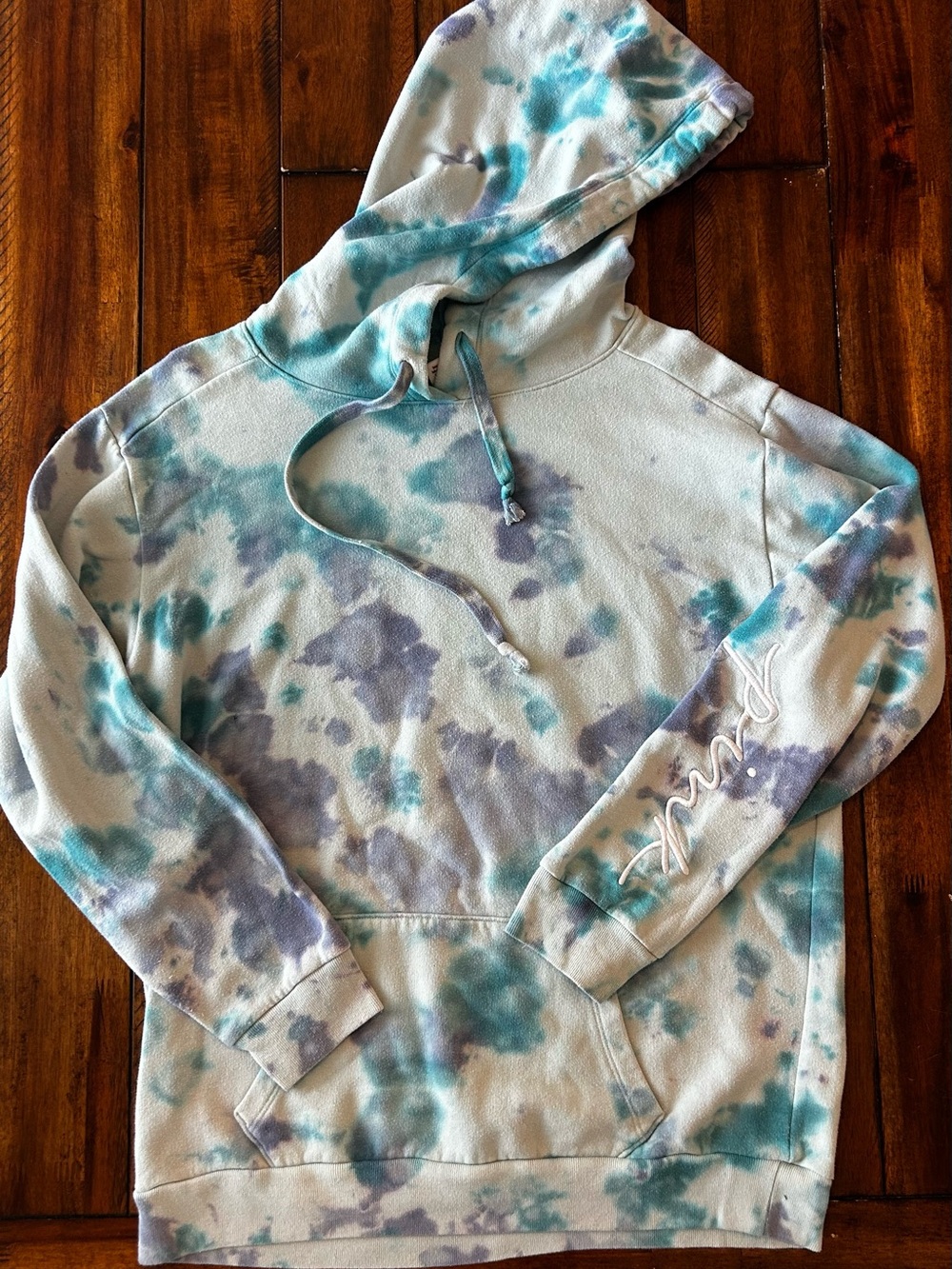 PINK Victoria's Secret Teal Tie-Dye Hoodie